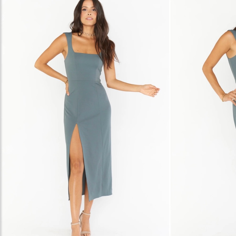 SHOW ME YOUR MUMU Eden Midi Dress in Dusty Sage Stretch